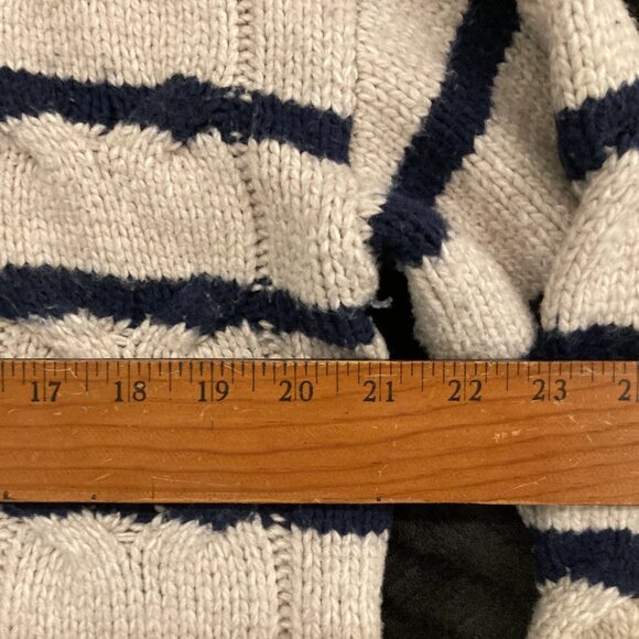 LC Lauren Conrad Cable Knit Womens Crewneck Sweater Size M Oatmeal Diana Stripe - Picture 13 of 15
